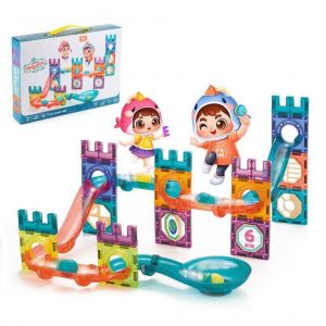 Lot de 54 blocs de construction magnetiques colores, jouets educatifs pour enfants - Neuf