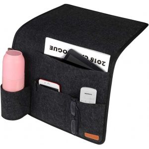 Étagère De Lit Suspendue Avec Porte-Bouteilles, Sac De Rangement Antidérapant Pour Livres, Magazines, Ipad, Téléphone Portable Et Télécommande ¿ Gris Foncé - Neuf