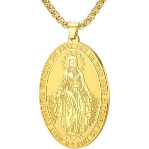 Kal-Collier Chapelet Unique De La Vierge Marie Pendentif Chaîne Boîte Mère Marie Bijoux D'amulette De Foi Religieuse Pour Hommes Et Femmes - Neuf