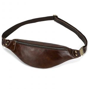 Slim En Cuir Fanny Pack Pour Hommes Et Femmes, Design Vintage, Fermeture &Agrave; Glissi&egrave;re 4 Poches, Bandouli&egrave;re R&eacute;glable, De Grande Capacit&eacute;, Caf&eacute; 1033 - Neuf