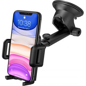 LORANKA-Support T&eacute;l&eacute;phone Voiture Ventouse pour Tableau de Bord Pare-Brise, Rotation 360&deg; Bras Prolong&eacute; Angle T&eacute;lescopique Porte Telephone Voiture pour Smartphones et GPS 4.7-7.0 Pouces - Neuf