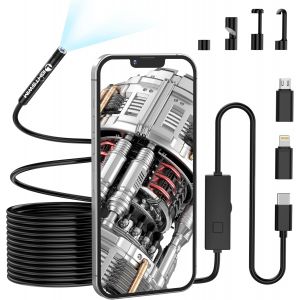 MEVRONISSHOP-Cam&eacute;ra d'inspection Serpent endoscopique 5,5 mm 1920P, cam&eacute;ra de Type C avec 8 lumi&egrave;res LED pour Smartphone Android et iOS, iPhone, iPad, Samsung (16,5 Pieds/5 m) - Neuf