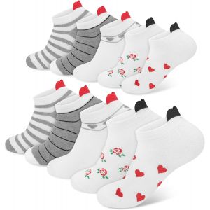 Jgd-10 Paires Chaussettes Femme Coeur Fantaisie Chaussette Coton Basses Femme Courtes Invisibles Socquettes Motif En Cadeaux Pour Femmes - Neuf