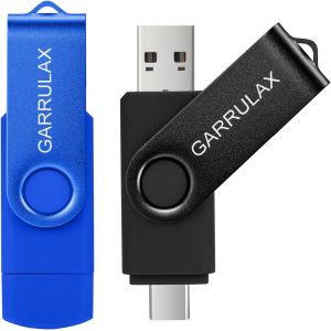 Cl&eacute; USB 2 en 1 OTG de type C USB 2.0 rotative pour smartphones Android, MacBook, tablettes, PC (noir + bleu, 128 Go) - Neuf