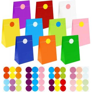 Mevronisshop-20 Pcs Sac En Papier Kraft, Sachet Bonbons Anniversaire, Sac Cadeau Sacs De Bonbons En Papier Kraft Avec 36 Autocollants Pour Anniversaire Enfant F&ecirc;tes, F&ecirc;te De Mariage, No&euml;l (A) - Neuf