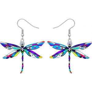 Kal-Acrylique Fleur Libellule Boucles D'oreilles Pendentif Cadeaux Femme Insecte Libellule Boucles D'oreilles Printemps &Eacute;t&eacute; Bijoux - Neuf