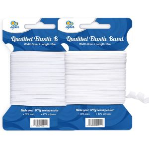 Mevronisshop-Bandes &Eacute;lastiques Couture, 3 Mm + 6 Mm, 20 M De &Eacute;lastique Couture, Bande &Eacute;lastique Pour La Couture Et Le Bricolage M&eacute;nager, Cordon &Eacute;lastique Blanc - Neuf