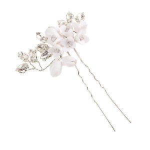 2xstunning Bridal Wedding Crystal Flower U Shape Hair Pins Headpieces Jewelry - Neuf