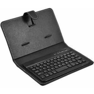 KAL-Clavier Bluetooth Sans Fil Universel Avec Étui De Protection, Clavier Portable Et Support Avec Étui En Cuir Pu 2-En-1 Pour Les Entreprises, Adapté Aux Téléphones Bluetooth De 4,5 À 6,8 Pouces(Noi - Neuf