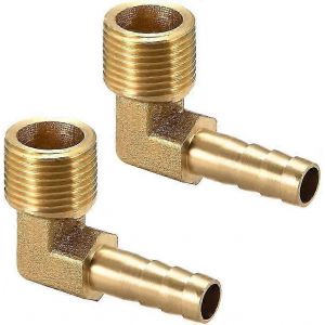 Tuyau Barb Raccord Laiton Barb 90 Coude 8mm Barbé x3/8"" G Tuyau Mâle 2Pcs - Neuf