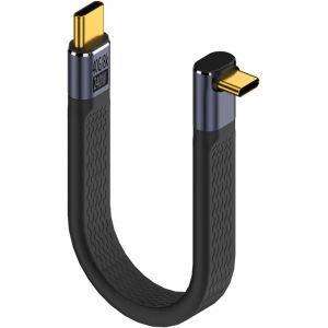 JGD-240 W - Fiche USB 4.0 C vers fiche C coud&eacute;e &agrave; 90&deg; - PD - Charge rapide - 40 Gbps - Type C - C&acirc;ble de donn&eacute;es plat et flexible - Pour smartphone Thunderbolt 3/4 Power Bank - 13 cm (courbure - Neuf