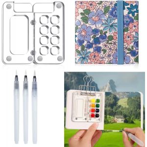 Lot De 8 Carnets De Croquis Portables - Mini Palette De Peinture De Voyage Magn&iquest;&iquest;Tique Transparente Pour Aquarelle, Gouache, Peinture Acrylique, Journal En Papier Aquarelle, Stylos Pinceaux Aquarelle - Neuf