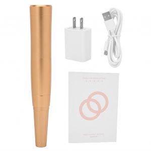 Stylo De Microblading Sans Fil, Cartouche D'aiguille, Stylo De Tatouage Pour Sourcils, Eye-Liner, Prise Americaine 100-240 V, Dore - Neuf