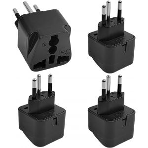ERYI-4 Pièces Adaptateur Voyage Prise Suisse, Adaptateur Universelle Suisse Type-J, Adaptateur De Prise Europe Vers Suisse, Prise Australie/Italie/Chine Vers Suisse 3 Broches Noir - Neuf