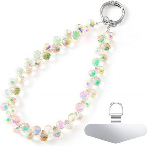 Checarzhn--No1-Bracelet En Cristal Pour Téléphone, Collier Pendentif Pour Téléphone Portable, Porte-Clés, Cordon De Téléphone Portable, Bracelet Mains Libres, Dragonne Pour Femme, Transparent, Claire - Neuf