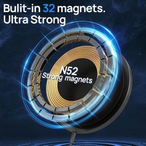 Chargeur Sans Fil Magn&eacute;tique Pour Iphone 15W, Chargeur Rapide Compatible Avec Mag-Safe Pour Iphone 17/16/15/14/13/12/11/X/Xs/Xr/Airpods 4/3/2/Pro-Gris - Neuf