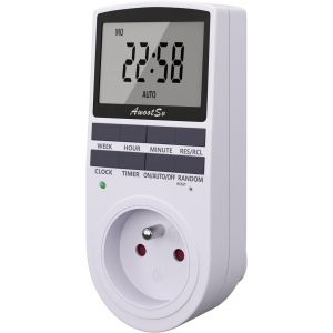 Prise Programmable Digitale Minuterie Num&eacute;rique minuteur prise electrique timebird timer Journalier/Hebdomadaire Programmateur Prise Electrique avec Ecran LCD et Mode Al&eacute;atoire Antivol, 1 Pack - Neuf