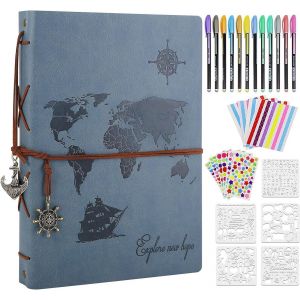 Album Photo 60 Pages 22x27.3cm,Voyage Album Photo Scrapbooking En Cuir Carte Du Monde Vintage Bricolage Scrapbooking Album Cadeau De Saint Valentin/Amant/Coll&egrave;gue/Ami/Famille/M&egrave;re - Neuf