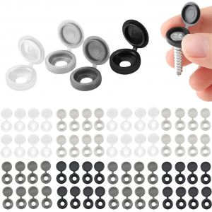 200 Pi&egrave;ces Cache Vis Plastique, Cache Vis D&eacute;coration Plastique, Cache Vis, pour Le Cache Vis de Protection du Meuble Armoire (Noir, Blanc, Gris Clair, Gris Profond) - Neuf
