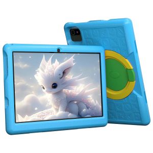 Tablette Enfants 10.1 Pouces Android 13 avec écran Tactile 1280x800 IPS Quad-Core 6 Go RAM 64 Go ROM Tablette éducative et divertissante à contrôle Parental avec étui Antichoc (Bleu) - Neuf
