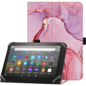Coque Universel Pour 7""-8"" Tablette Fire Hd 8 2020/2022 & Fire Hd 8 Plus 2020/2022 Avec Support Folio Et Dragonne Housse De Protection Pour Samsung Android 7""-8"" Tablette - Marbre Rose.[F1478] - Neuf