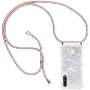 Collier Pour Huawei P20 Pro Silicone Coque, Glitter Liquide Filles Femmes Étui Housse, Étincelle À Bandoulière Et Cordon Collier Avec Réglable Cordon Lanière Pochette Pour Telephone Portable - Neuf