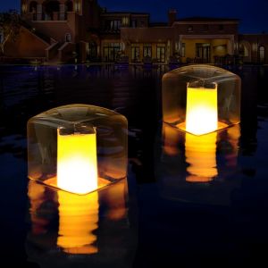 Lampe Flottante Piscine Solaire,Étanches Ip68 Lampe Effet Flamme Led,Éclairage Piscine Cube Lumiere Flamme Solaire,Lumiere Exterieur Pour Jardin,Lumières Étang Décoration-2 Pièces - Neuf