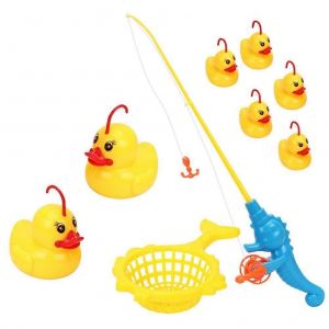 Jeu de p&ecirc;che au canard &agrave; induction, 9 pi&egrave;ces/ensemble, jouet de bain, jouet de piscine, jouet &eacute;ducatif pour enfants d'&acirc;ge pr&eacute;scolaire - Neuf