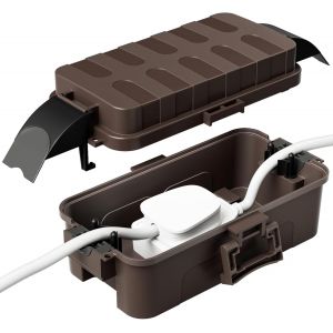 Boîte à câbles étanche IP55 avec cache-bouclier amovible,boîte électrique résistante aux intempéries pour rallonge,prises de jardin,minuterie extérieure (15 cm × 8,1 cm × 4,5 cm)-Marron - Neuf