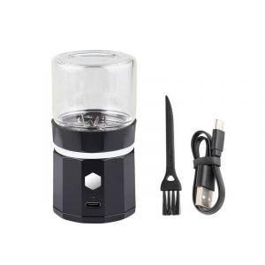 Broyeur &Agrave; Herbes Automatique, Mini Broyeur &Agrave; &Eacute;pices &Eacute;lectrique Rechargeable Par Usb Avec Bocal En Verre Et Brosse De Nettoyage - Neuf