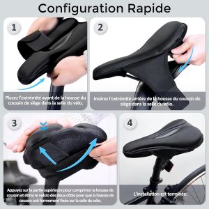 SUBZONAL-Vélo Selle Housse,Housse de Siège de Vélo en Gel,Silicone Coussin de Selle pour Vélo,Fait de Silicone et Éponge,Respirant,pour VTT de Montagne,Vélo de Route,pour Hommes et Femmes - Neuf