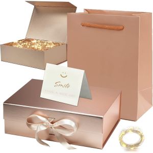 TRAHOO-Boite Cadeau Magnetique avec Couvercle,Bowknot Boite Cadeau,Bowknot Boite Cadeau avec Ruban et Carte,Boite Papier avec Ruban,Boite Cadeau Vide Décorative Boîte,Boîte Cadeau Avec Couvercle - Neuf