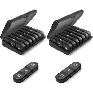 Tianyi-2pcs Pilulier Semainier Matin Midi Soir, Pilulier De Voyage, Piluliers Medicaments 7 Jours 3 Compartiments, Pillulier Grande Capacite Pour Poche Ou Poche De Pantalon, Pour Vitamines Et Médicam - Neuf