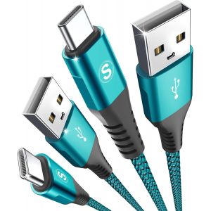 Hamiltion-C&acirc;ble Usb C [1m+3m,Lot De 2] C&acirc;ble Usb Type C Charge Rapide Nylon C&acirc;ble Pour Iphone 16/ Iphone 15 Pro Max,Samsung Galaxy S24/S23/S22/S21/S20/S10, So Ny Xperia, Huawei P50/P40,Xiaomi,Googl - Neuf