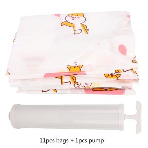 HJLIAN Sacs de rangement sous vide pour vetements, couvertures, couettes (11 sacs + 1 pompe a main) - Neuf