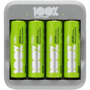 KGABERY-Chargeur Piles Rechargeables Aa Et Aaa Avec 4 Piles Aa Minh Rechargeables Incluses|100% Peakpower|Chargeur Rapide Avec Usb 4 Emplacements+4 Piles Aa Minh Pré-Chargées-Haute Capacité - Neuf