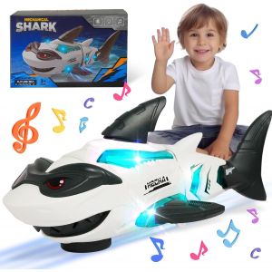 ERYI-Jouets Pour Bébé Jouet Requin Transparent Avec Lumière Et Musique, Jouet À Engrenage Mécanique Électrique Pour Garçons Filles Cadeaux Pour Tout-Petits Pour - Neuf