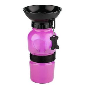 Bouteille D'eau Rose &Eacute;l&eacute;gante Pour Animaux De Compagnie Avec Bol Int&eacute;gr&eacute; - Parfaite Pour Hydrater Les Chiens En D&eacute;placement - Neuf