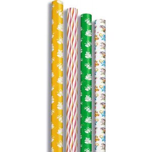 202037amzc - Un Carton De 12 Rouleaux De Papier Cadeau - Papier Excellia 80g - Dimensions : 2x0,70m - Motif : Enfant ,Vintage ,Cloches ,Animaux - Emballage Cadeau - Neuf
