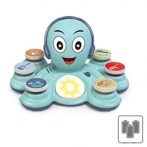 Jouet sonore pour enfants, jouet &eacute;lectrique 3 en 1 multifonctionnel pour b&eacute;b&eacute;, tambour &agrave; percussion avec 28 sons et lumi&egrave;res, jouet &eacute;ducatif pour enfants, bleu-Bleu - Neuf