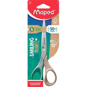 Kalanka-- Ciseaux Shape Smiling Planet - Ciseaux Responsables Pour Les Gauchers - Stabilit&eacute; Et Pr&eacute;cision - Anneaux 50% Fibre De Bois Certifi&eacute; Fsc - Ergonomie 3d - Lame 16cm En Acier Inox - Neuf