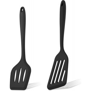 Kalanka-Lot De 2 Spatules Fendues En Silicone Pour La Cuisson - R&eacute;sistantes &Agrave; La Chaleur - Spatules De Cuisine Pour Flipper Les Poissons, Les ?Ufs, Les Cr&ecirc;pes, Les Cr&ecirc;pes, Les Poissons, Les ?Ufs, Les - Neuf