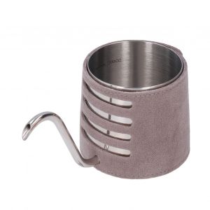 HJLIAN Bouilloire a cafe 250 ml en acier inoxydable 304, col de cygne sans couvercle, verseuse, avec etui en cuir microfibre, couleur acier inoxydable - Neuf