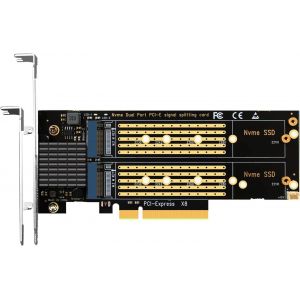 Pa21 2 Ports Adaptateur M.2 Nvme Vers Pcie 4.0 X8 Sans Fonction De Bifurcation Pcie, Compatible Avec Les Formats 22110/2280/2260/2242/2230 (Carte M&egrave;re &Agrave; Bifurcation Pcie Requise)[Z4225] - Neuf