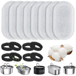 Filtre Fontaine Eau Chat, 24 Pcs Filtre Fontaine Chats, 4pcs Filtres + 4pcs &Eacute;ponges De Fontaine &Agrave; Eau Pour Chat Cheveux Filtrants Triple Filtration (Filtres) Filtre Pour Fontaine &Agrave; Eau - Neuf