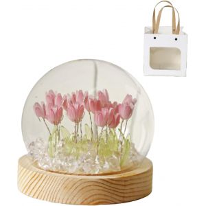 Veilleuse Tulipe Faite &Agrave; La Main - D&eacute;coration De Chambre &Agrave; Coucher - Cadeau De No&euml;l Ou D'anniversaire - Avec Sac Cadeau (13 Fleurs Roses) - Neuf