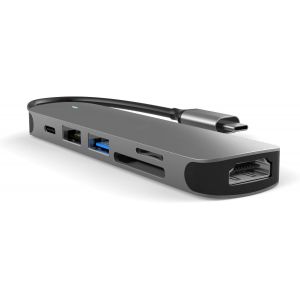 Hub adaptateur USB-C - 6-en-1 Multiport USB-C vers HDMI 4K, USB-A 3.0, USB-A 2.0 et lecteur de cartes SD/TF - Station d'accueil USB Compatible avec MacBook, iPad Air/Pro, etc. - Aluminium - Neuf