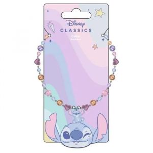 Collier Enfant - Cerda - Disney Stitch - Métal - Bleu/Rose - Pendentif Stitch - Neuf