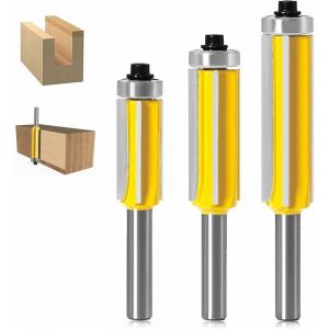 3 Pièces,Fraise Defonceuse,Tige 4 Flûte Fraise à Copier Avec Roulement Supérieur Fraise Pour Affleurer Droite Carbure Fraisage de Menuiserie Bricolage de Coupe (Métal) goodnice - Neuf