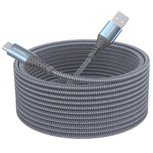 ERYI-Câble Usb C Extra Long 5M Anime Ps5 - Câble De Charge Usb A Vers Type C - Câble De Chargement En Nylon Tressé De Qualité Supérieure - Pour Samsung Galaxy S10/S9/S8 Plus, Lg V30 V20 G6 G5, Moto - Neuf